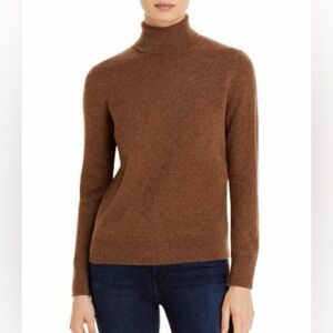 $1,298 Lafayette 148 100% cashmere turtleneck long sleeve brown sweater Med.